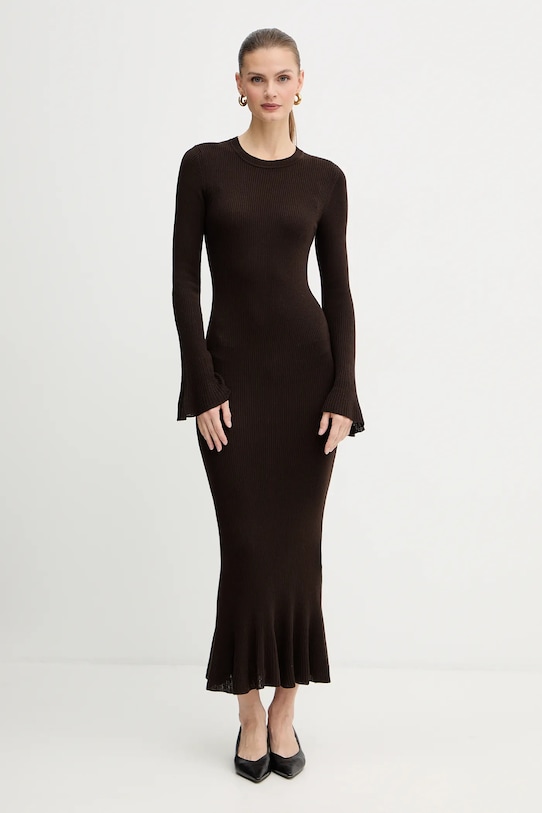 Odzież Luisa Spagnoli sukienka wełniana 100225 brązowy