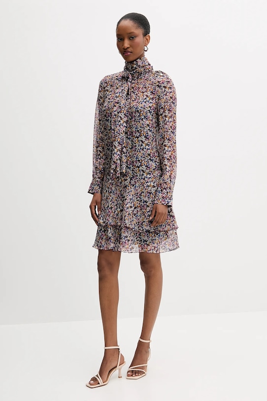 Šaty s hedvábím Liu Jo MF5001.T2559 fialová AW25