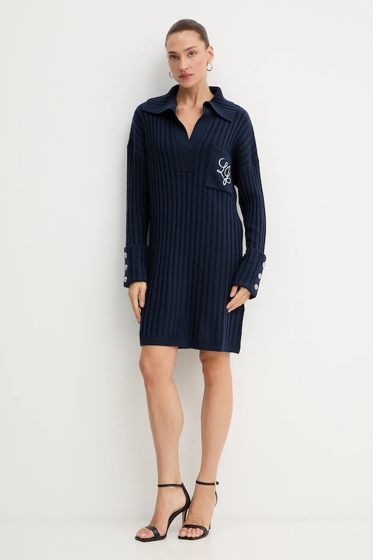 Liu Jo sukienka z dodatkiem wełny MF5049.MA51I granatowy AW25