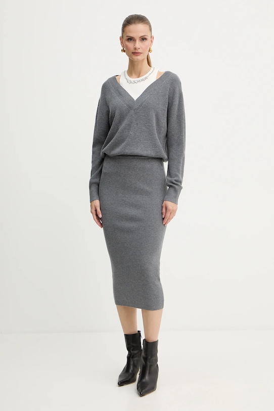 Liu Jo vestito con lana maxi grigio MF5161.MA85Q