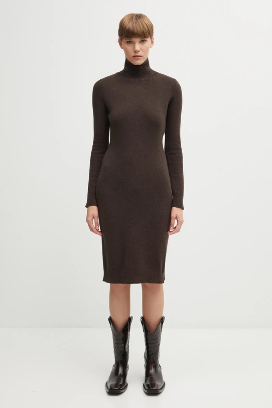 MM6 Maison Margiela sukienka z dodatkiem wełny casual brązowy S62DD0054.M13187.144