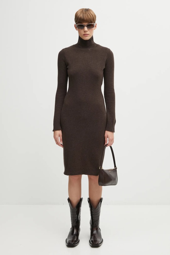 MM6 Maison Margiela sukienka z dodatkiem wełny S62DD0054.M13187.144 brązowy