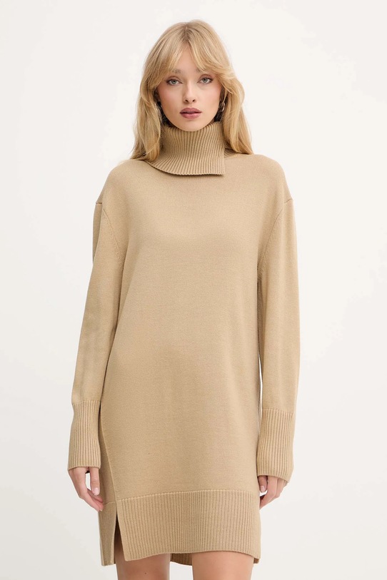 BOSS Orange sukienka z dodatkiem wełny casual beżowy 50550493