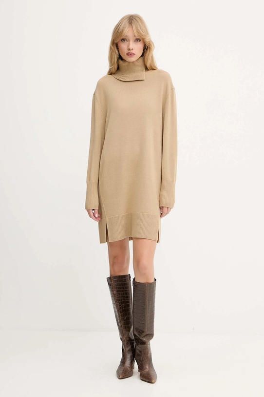 BOSS Orange sukienka z dodatkiem wełny 50550493 beżowy AW25