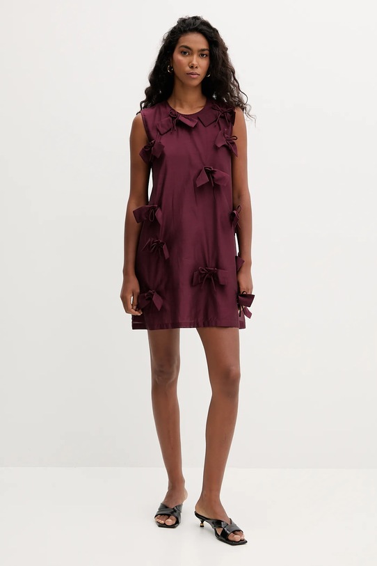 Marella sukienka z jedwabiem 2523226191200 bordowy AW25