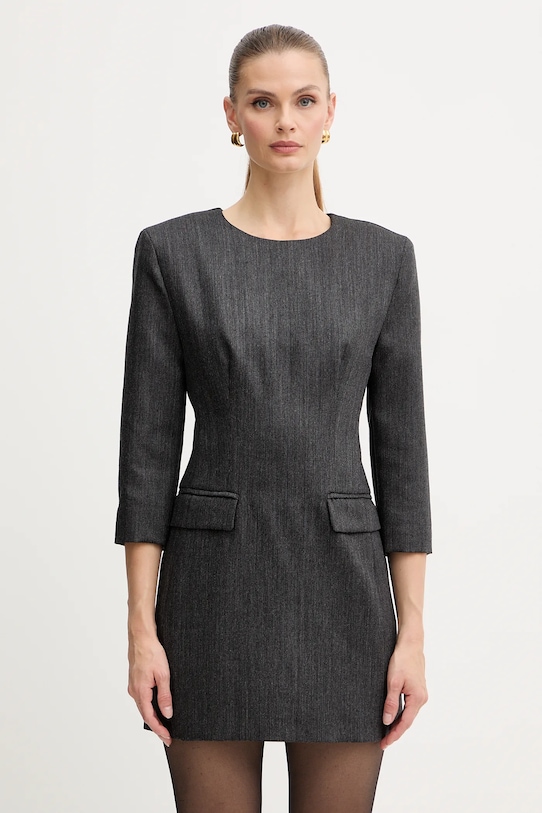 Marella sukienka wełniana trzy czwarte szary 2523226112200