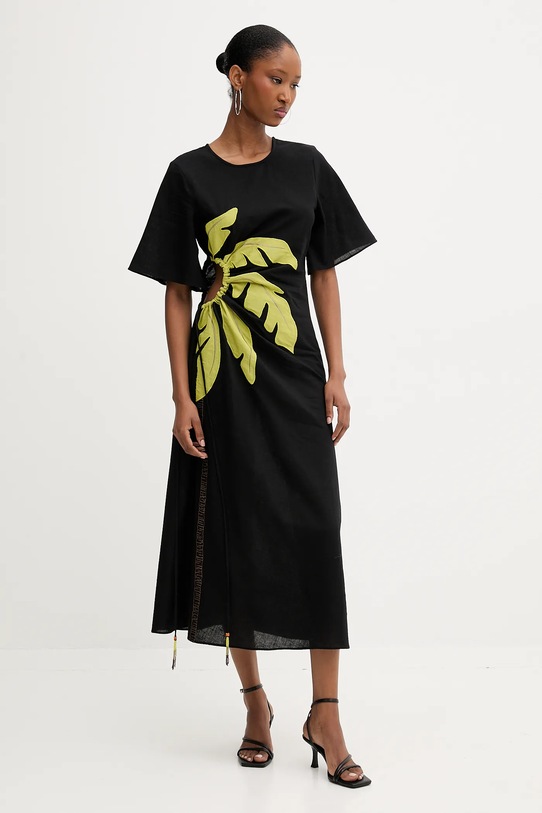 Never Fully Dressed rochie din in maxi negru NFDDR2038
