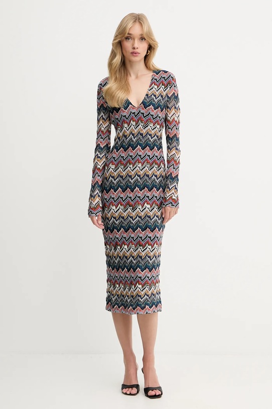 Missoni sukienka z wełną casual granatowy DS25WG1V.BR012F