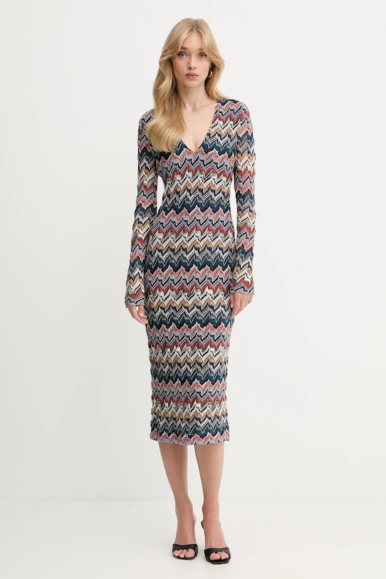 Missoni sukienka z wełną casual granatowy DS25WG1V.BR012F