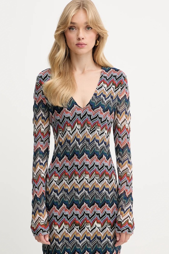 Missoni sukienka z wełną granatowy DS25WG1V.BR012F
