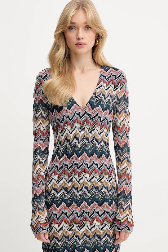 Missoni sukienka z wełną granatowy DS25WG1V.BR012F