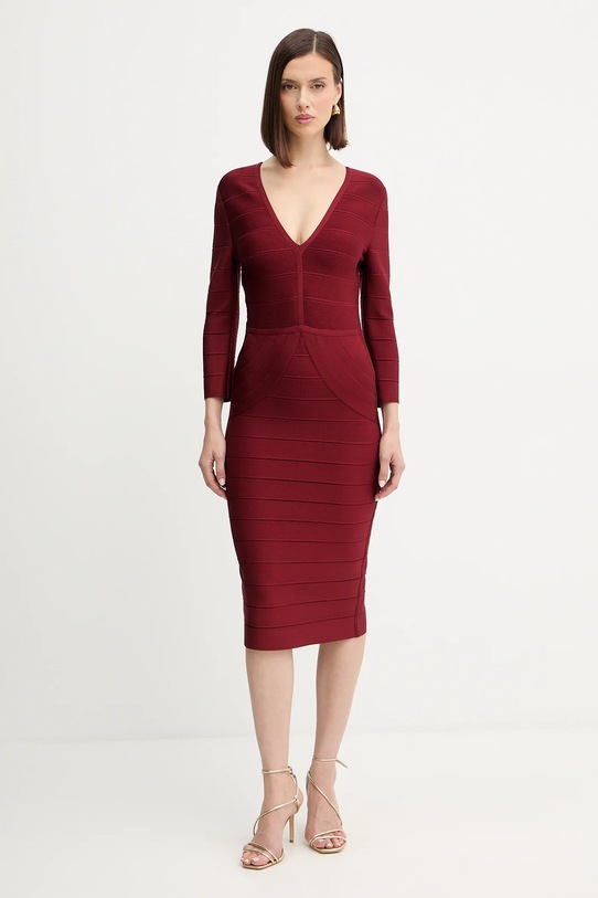 Herve Leger sukienka Athena trzy czwarte bordowy DRB8536267