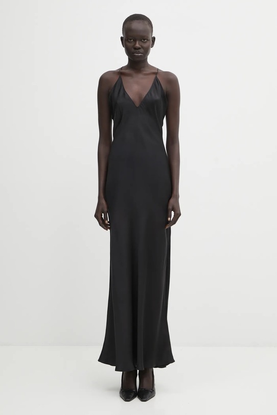 Anine Bing sukienka z dodatkiem jedwabiu laurel tkanina czarny A.02.11285