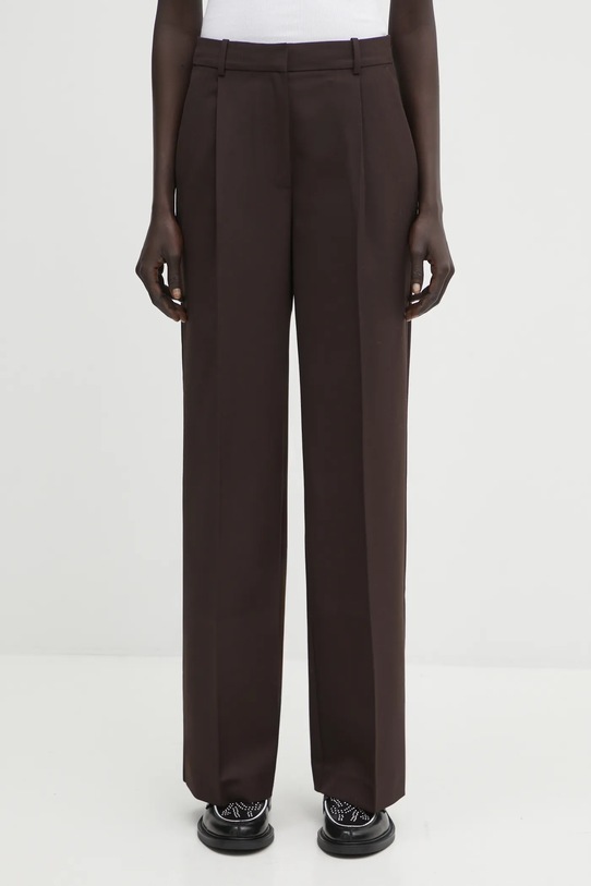 Anine Bing spodnie z dodatkiem wełny trent high brązowy A.03.11187