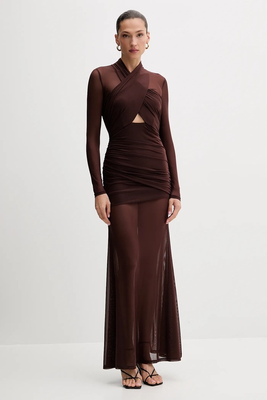 Šaty Bardot maxi hnědá 59987DB