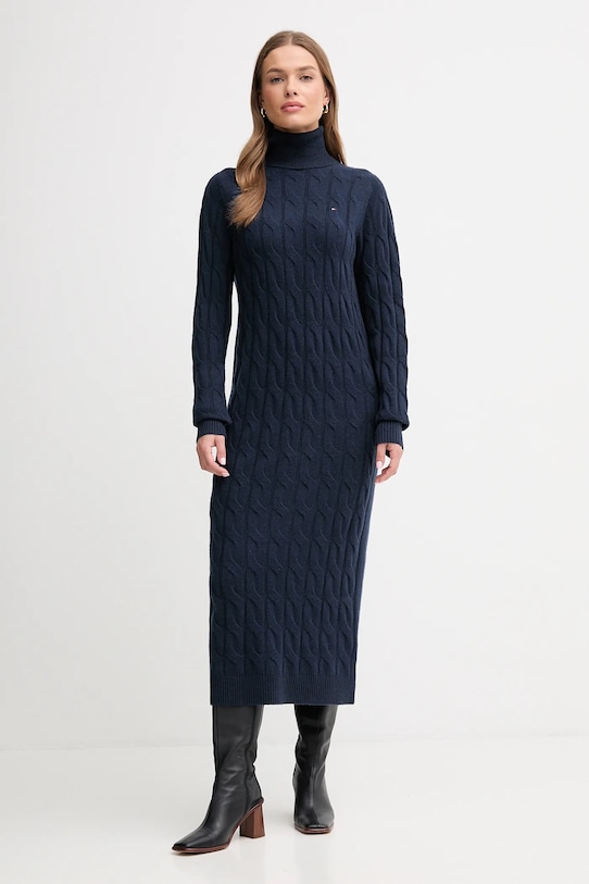 Tommy Hilfiger sukienka z dodatkiem wełny casual granatowy WW0WW46429