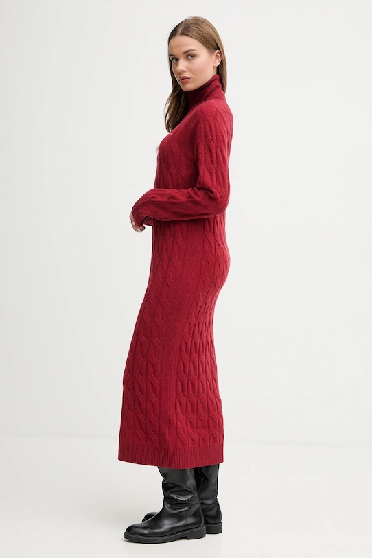 Tommy Hilfiger sukienka z dodatkiem wełny WW0WW46429 bordowy AW25