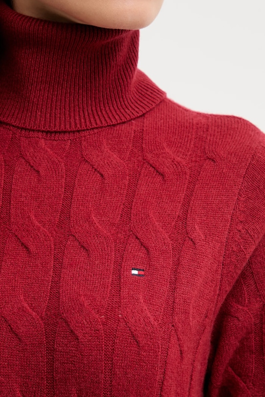 Tommy Hilfiger sukienka z dodatkiem wełny WW0WW46429 bordowy