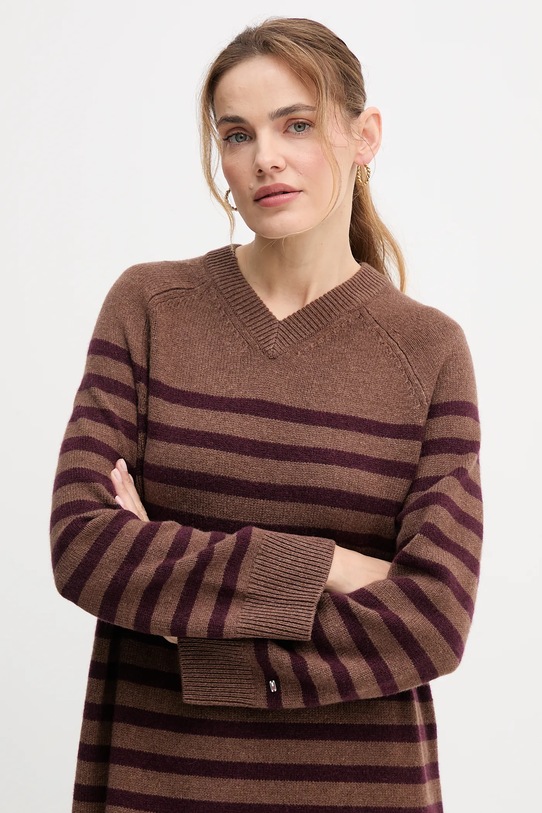 Volnena obleka Tommy Hilfiger rjava WW0WW46761