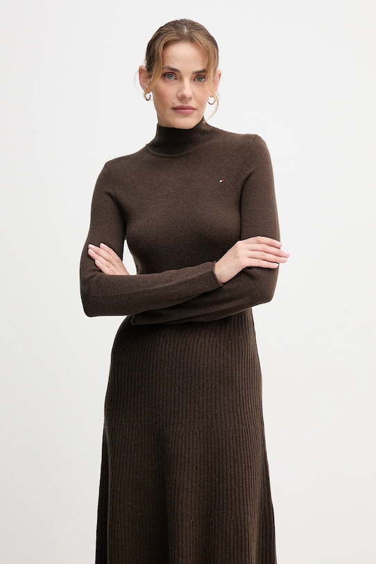 Tommy Hilfiger sukienka wełniana zielony WW0WW47303