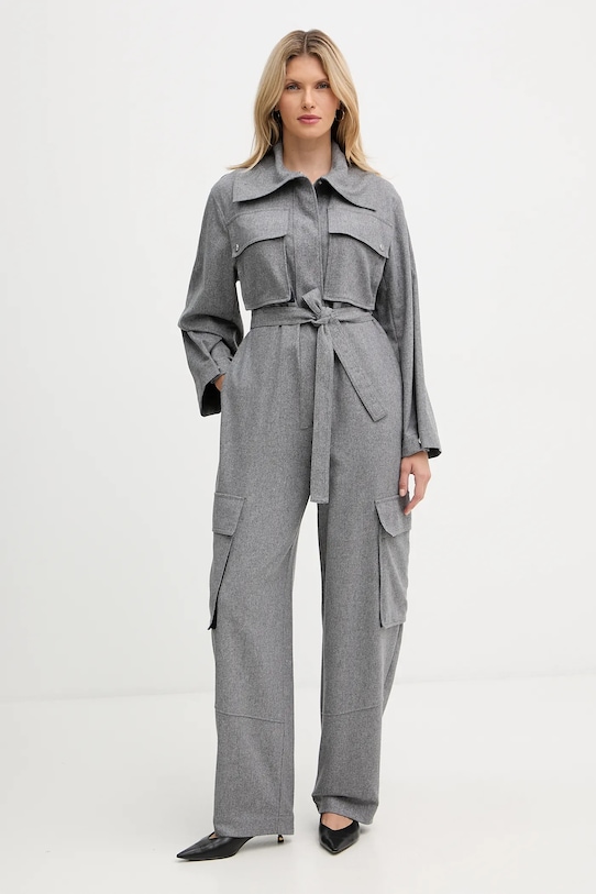 BOSS gyapjú kezeslábas gombolós szürke 50548121