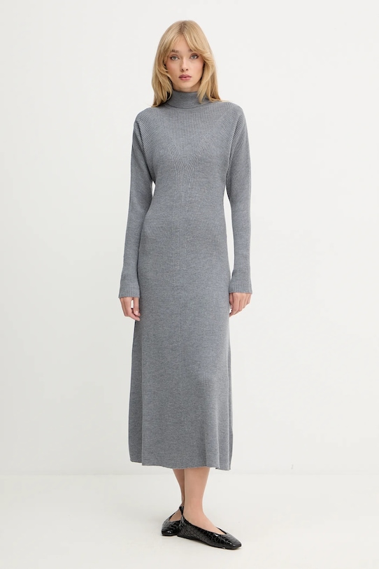 BOSS sukienka wełniana casual szary 50548520