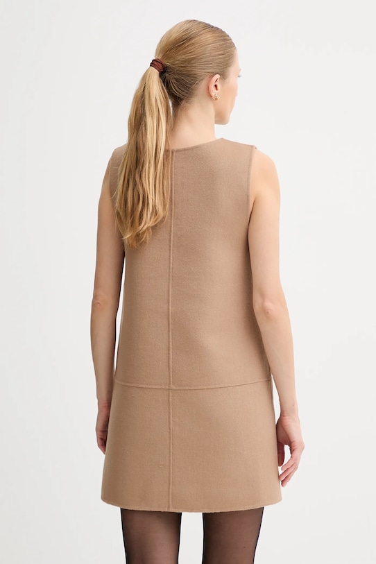 Odzież Calvin Klein sukienka z dodatkiem wełny LV044D017G beżowy