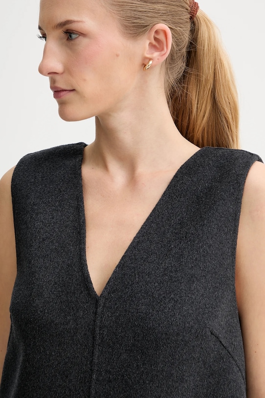 Calvin Klein sukienka z dodatkiem wełny szary LV044D017G