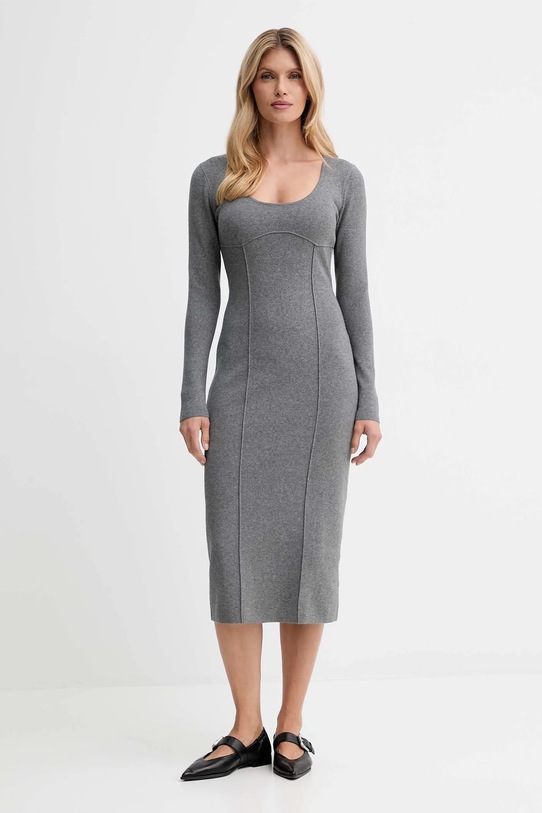 Calvin Klein sukienka midi szary LV044D366G