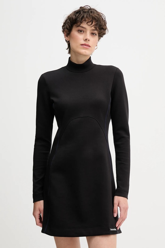 Obleka Calvin Klein Jeans Z elastanom črna LV044D222G
