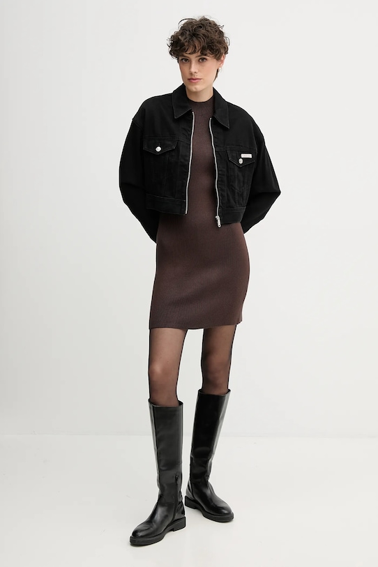 Šaty Calvin Klein Jeans LV047D318G hnedá AW25