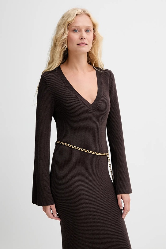 MICHAEL Michael Kors rochie cu lână maro MF5835G4VR