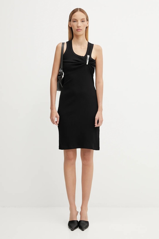 Bavlněné šaty Coperni Washing Clip Rib Dress COPR192F5033 černá