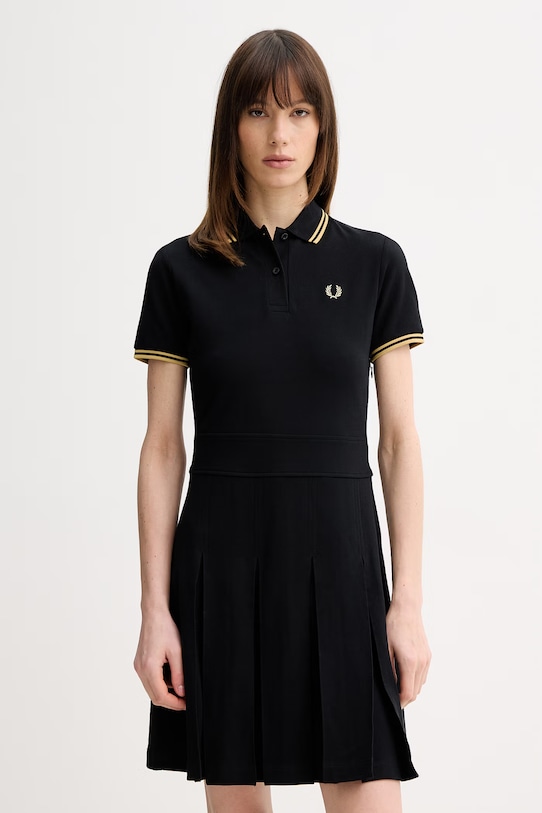 Fred Perry sukienka bawełniana casual czarny D1177