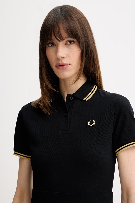 Fred Perry sukienka bawełniana czarny D1177