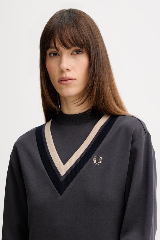 Fred Perry sukienka bawełniana szary D1178