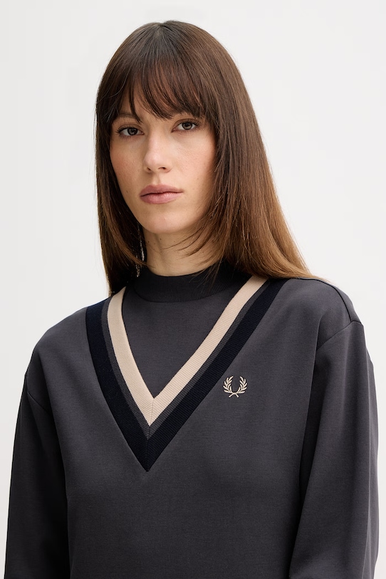 Fred Perry sukienka bawełniana szary D1178