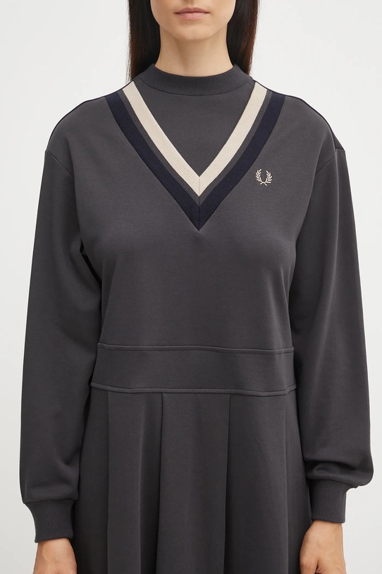 Fred Perry sukienka bawełniana szary D1178