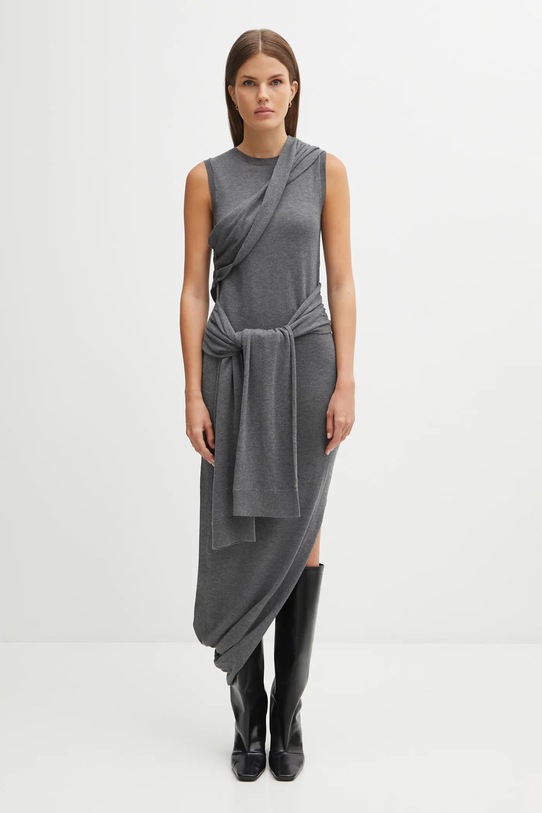 JW Anderson vestito con lana Tie Detail Sleeveless dritto grigio KW1445.YN0320