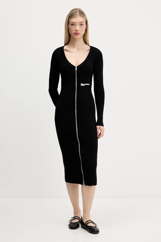 Karl Lagerfeld Jeans rochie midi negru A4W13011