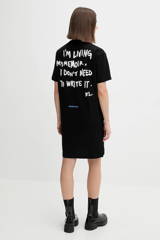 Karl Lagerfeld Jeans sukienka bawełniana nadruk czarny A4W13054