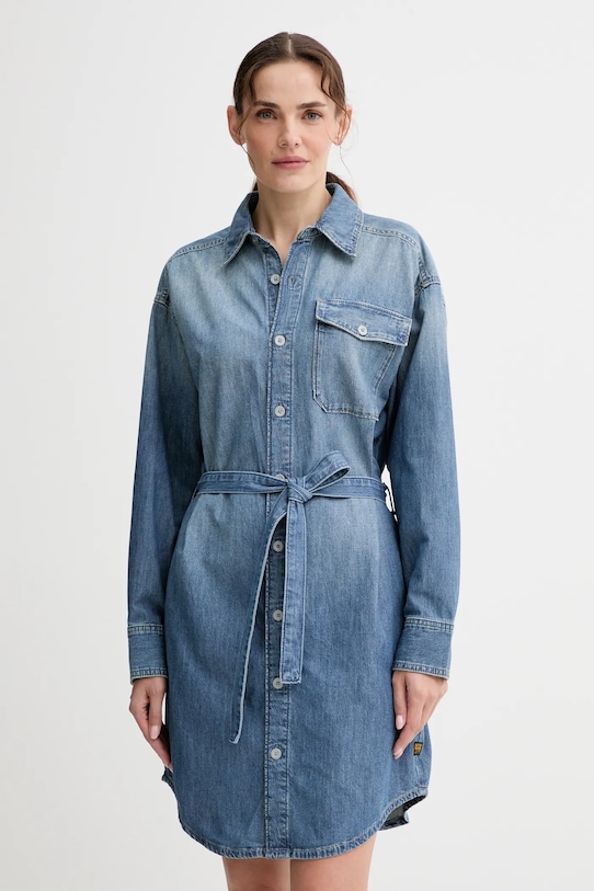 G-Star rochie jeans cu guler albastru D26814.D539