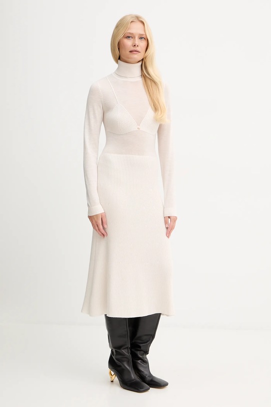 Платье с добавлением шерсти Elisabetta Franchi AM30S57E2 бежевый AW25