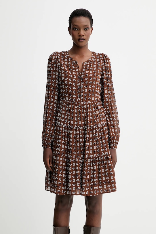 Viskózové šaty Marc O'Polo viskóza hnedá 508115221291