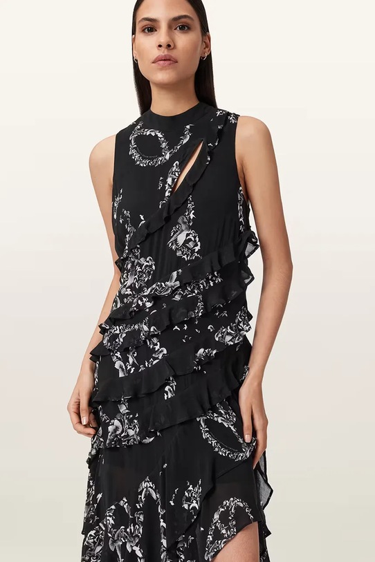 Viskózové šaty AllSaints CADY W004DD černá AW25