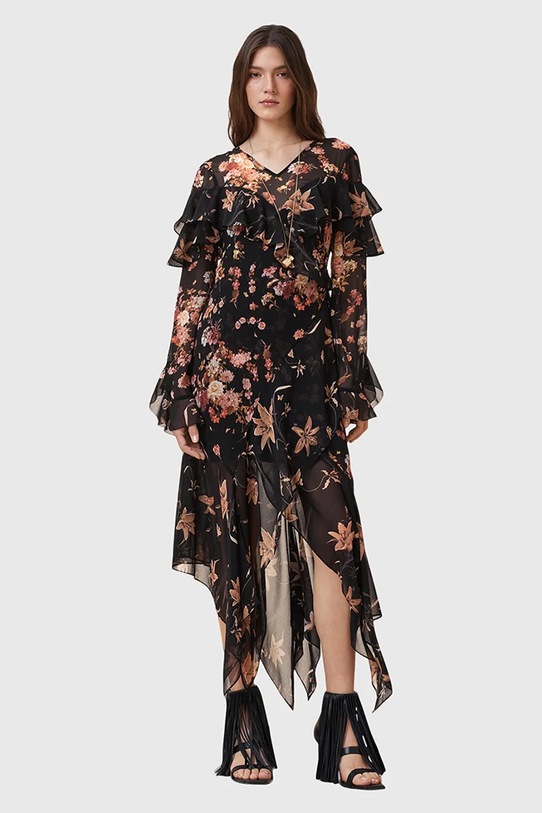 AllSaints sukienka FRESCA rozkloszowany czarny W021DD