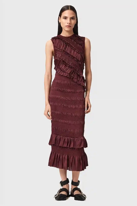 Šaty AllSaints NYLA okrúhly červená W034DD