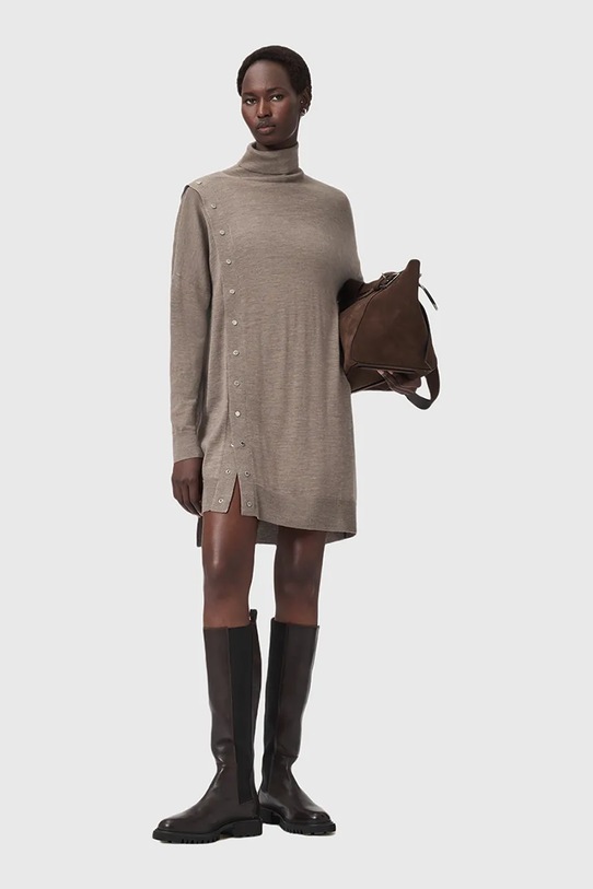 AllSaints sukienka wełniana UMI beżowy W071DD