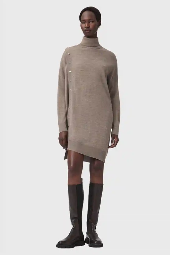 AllSaints sukienka wełniana UMI W071DD beżowy