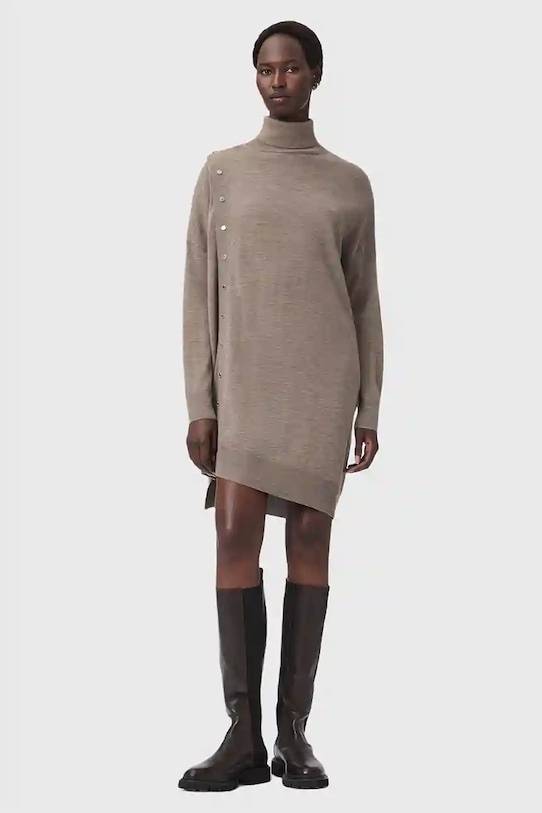 Vlnené šaty AllSaints UMI W071DD béžová